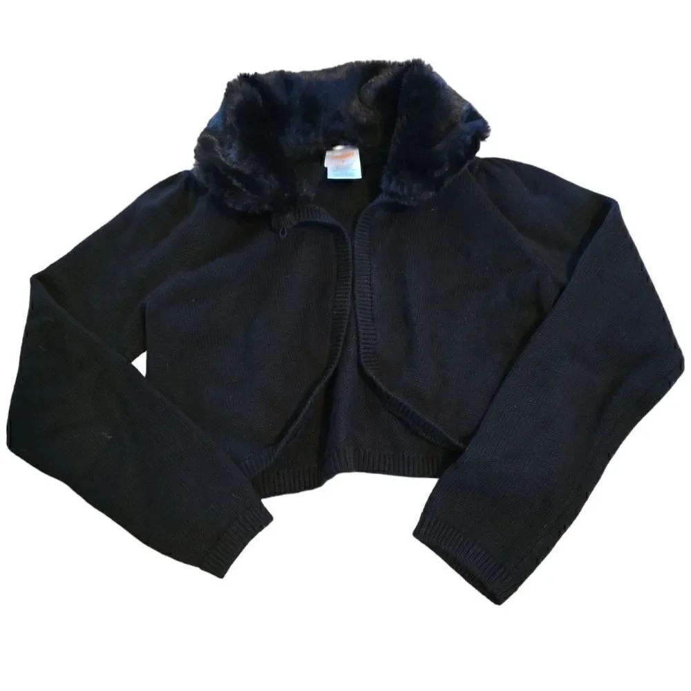 Gymboree crop cardigan with faux fur collar size 6